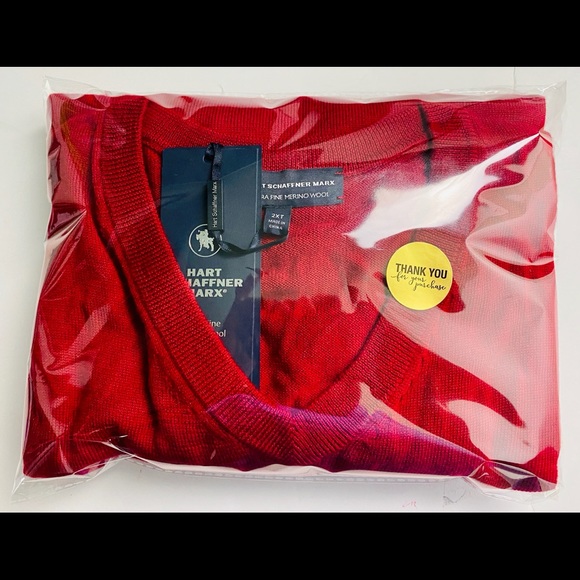 Hart Schaffner Marx Mens V Neck Vest Sz 3XT Big Tall 100% Red MERINO WOOL - Picture 7 of 10